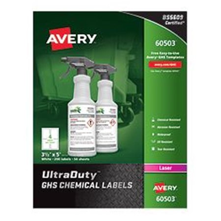AVERY DENNISON Avery-Dennison UltraDuty GHS Chemical Labels, White - 3.5 x 5 in. AV33394